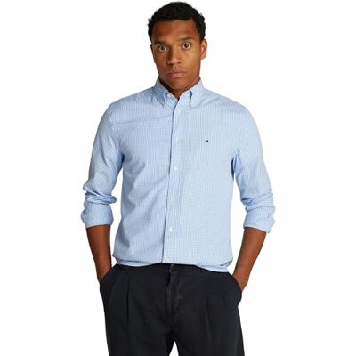 Tommy Hilfiger Herren Hemd Flex Poplin Gingham Regular Fit, Mehrfarbig (Sweet Blue/Optic White), S Tommy Hilfiger Herren Hemd Flex Poplin Gingham Regular Fit, Mehrfarbig (Sweet Blue/Optic White), S