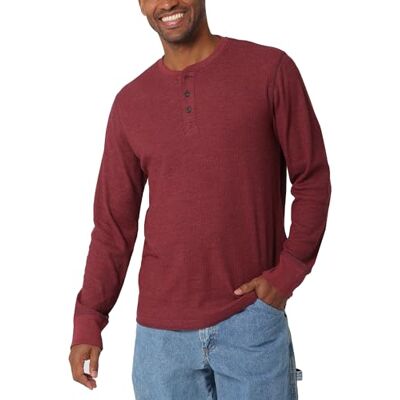 Wrangler Authentics Herren Langärmeliges Waffelmuster Henley-Hemd, Cabernet, L Wrangler Authentics Herren Langärmeliges Waffelmuster Henley-Hemd, Cabernet, L