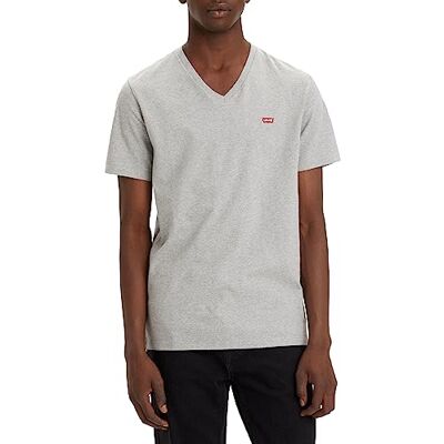 Levi's Herren Original Housemark V-Neck T-Shirt, Mid Tone Grey Heather, S Levi's Herren Original Housemark V-Neck T-Shirt, Mid Tone Grey Heather, S