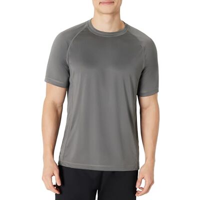Amazon Essentials Herren Schmal Geschnittenes, Kurzärmeliges, Schnelltrocknendes UPF 50-Bade-T-Shirt, Dunkelgrau, M Amazon Essentials Herren Schmal Geschnittenes, Kurzärmeliges, Schnelltrocknendes UPF 50-Bade-T-Shirt, Dunkelgrau, M
