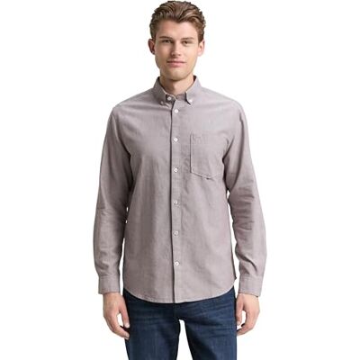TOM TAILOR Herren 1042640 Hemd, 38935 Brown White Chambray, L EU TOM TAILOR Herren 1042640 Hemd, 38935 Brown White Chambray, L EU