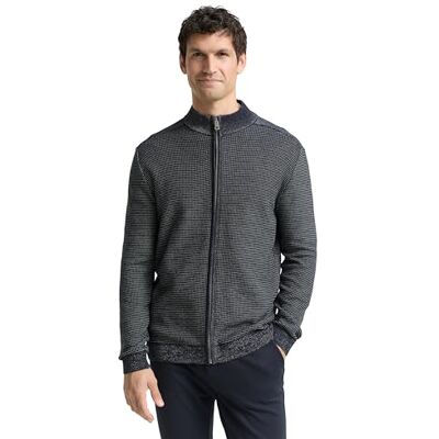 TOM TAILOR Herren1048711 Strickjacke mit Reißverschluss, 39195 Dark Brown Navy Stripe, XS TOM TAILOR Herren1048711 Strickjacke mit Reißverschluss, 39195 Dark Brown Navy Stripe, XS