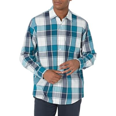 Amazon Essentials Men's Regular-Fit Long-Sleeve Plaid Shirt Shirt, -Teal/Navy Large Plaid, Medium Amazon Essentials Men's Regular-Fit Long-Sleeve Plaid Shirt Shirt, -Teal/Navy Large Plaid, Medium