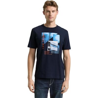 TOM TAILOR Herren 1048650 T-Shirt, 10668 Sky Captain Blue, M EU TOM TAILOR Herren 1048650 T-Shirt, 10668 Sky Captain Blue, M EU