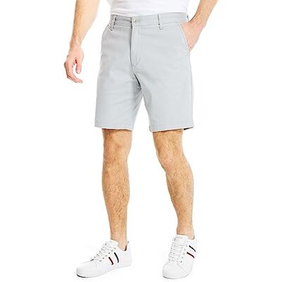 Nautica Herren Classic Fit Flat Front Stretch Solid Chino Deck Legere Shorts, grau(True Quarry), 36W Nautica Herren Classic Fit Flat Front Stretch Solid Chino Deck Legere Shorts, grau(True Quarry), 36W