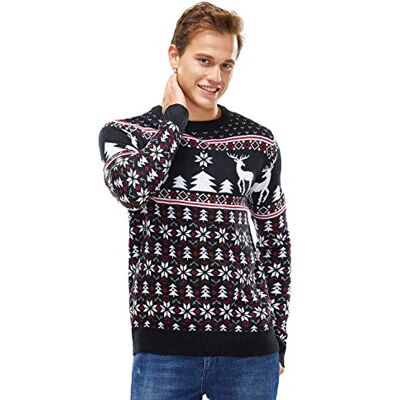 U LOOK UGLY TODAY Hässlicher Weihnachtspullover, Unisex Lustiger Chunky Fair Isle Gestrickter Festlicher Pullover für Party Der Stil Standard-Blau M U LOOK UGLY TODAY Hässlicher Weihnachtspullover, Unisex Lustiger Chunky Fair Isle Gestrickter Festlicher Pullover für Party Der Stil Standard-Blau M