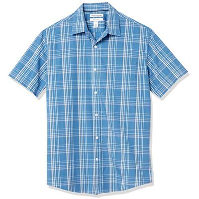 Amazon Essentials Herren Kurzärmeliges Hemd aus Popeline, Normale Passform, Aquablau Kariert, XXL Amazon Essentials Herren Kurzärmeliges Hemd aus Popeline, Normale Passform, Aquablau Kariert, XXL