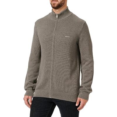 GANT Herren Cotton Pique Zip Cardigan Strickjacke, Dark Grey Melange, L EU GANT Herren Cotton Pique Zip Cardigan Strickjacke, Dark Grey Melange, L EU