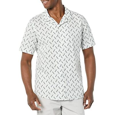 Amazon Essentials Herren Vacation Cotton Button-Down-Resort-Shirt, kurzärmelig, hellblauer Vogeldruck, Größe XL Amazon Essentials Herren Vacation Cotton Button-Down-Resort-Shirt, kurzärmelig, hellblauer Vogeldruck, Größe XL