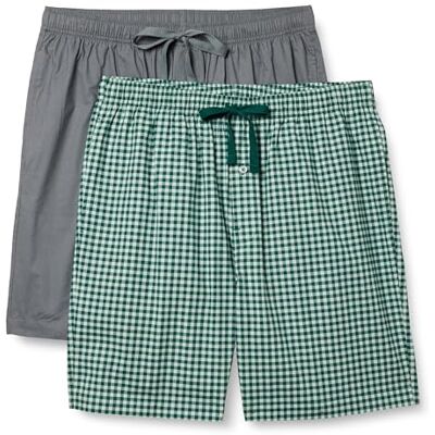 Amazon Essentials Herren Pyjama-Shorts, Kurz, Baumwoll-Stretch-Popeline, 2er-Pack, Dunkelgrau/Vichy-Muster, 3XL Amazon Essentials Herren Pyjama-Shorts, Kurz, Baumwoll-Stretch-Popeline, 2er-Pack, Dunkelgrau/Vichy-Muster, 3XL