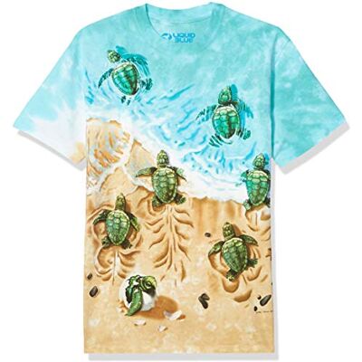 Liquid Blue Herren Turtle Beach T-Shirt, Batik, Mittel Liquid Blue Herren Turtle Beach T-Shirt, Batik, Mittel