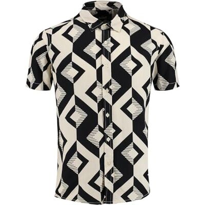 KEY LARGO Herren Track 1/2 Patterned Hemd, Schwarz, 56 KEY LARGO Herren Track 1/2 Patterned Hemd, Schwarz, 56