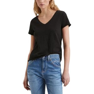 Marc O' Polo Damen B41238551135 T-Shirt Mit V-Ausschnitt, Bequemes Oberteil Aus Bio Baumwolle, Urbanes Kurzarmshirt Für Frauen, Schwarz, L EU Marc O' Polo Damen B41238551135 T-Shirt Mit V-Ausschnitt, Bequemes Oberteil Aus Bio Baumwolle, Urbanes Kurzarmshirt Für Frauen, Schwarz, L EU