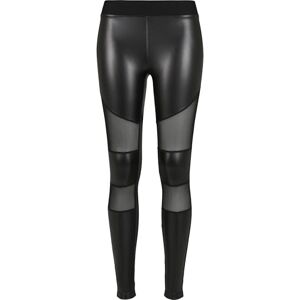 Urban Classics Damen Ladies Tech Mesh Faux Leather Leggings, Black, L Urban Classics Damen Ladies Tech Mesh Faux Leather Leggings, Black, L
