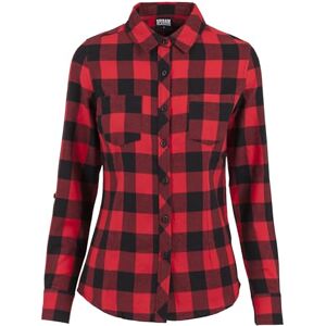 Urban Classics Damen Ladies Turnup Checked Flanell Shirt Hemd, blk/red, S