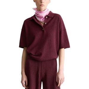 Marc O' Polo Marc OߴPolo Denim Damen Kurzarm-Poloshirt aus Strick Regular Fit, Rot (Merlot Red), L