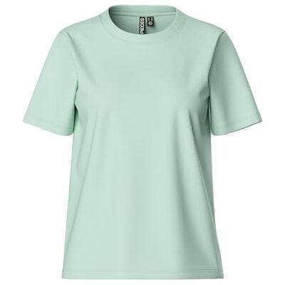 PIECES Damen Pcria Ss Solid Tee Noos Bc T-Shirt 17140802 ,Dusty Aqua ,S PIECES Damen Pcria Ss Solid Tee Noos Bc T-Shirt 17140802 ,Dusty Aqua ,S