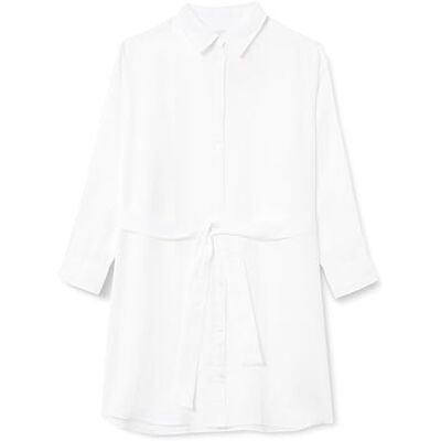 GANT Damen REL Linen Belted Shirt Dress Kleid, White, 42 GANT Damen REL Linen Belted Shirt Dress Kleid, White, 42