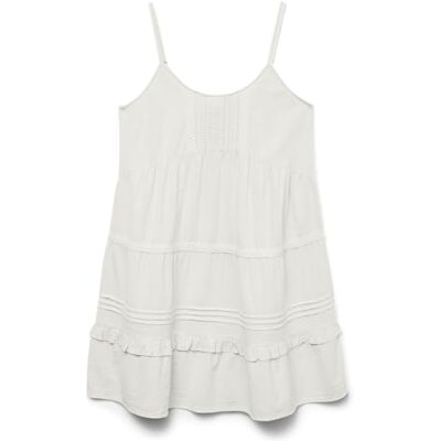 VERO MODA Damen Vmpretty Short Singlet Dress WVN Ga Noos, Snow White, Medium VERO MODA Damen Vmpretty Short Singlet Dress WVN Ga Noos, Snow White, Medium