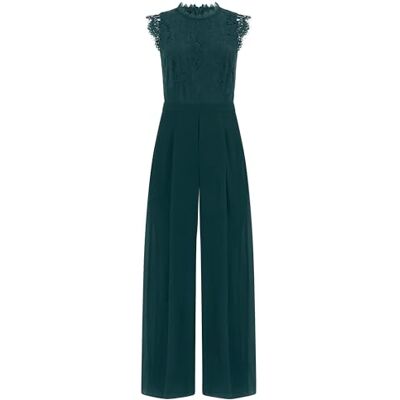 Apart Damen Spitze Jumpsuit, ärmelloses Einteiler, weiterbeiniges Abendoutfit, hochgeschlossenes formelles Outfit, taillierter Gürtel, Chiffon Playsuit, bodenlanges Sommerpartykleid Apart Damen Spitze Jumpsuit, ärmelloses Einteiler, weiterbeiniges Abendoutfit, hochgeschlossenes formelles Outfit, taillierter Gürtel, Chiffon Playsuit, bodenlanges Sommerpartykleid