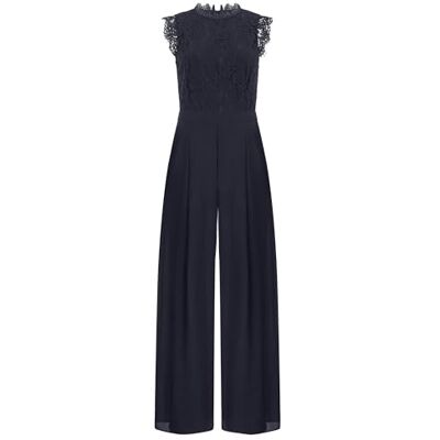 Apart Damen Spitze Jumpsuit, ärmelloses Einteiler, weiterbeiniges Abendoutfit, hochgeschlossenes formelles Outfit, taillierter Gürtel, Chiffon Playsuit, bodenlanges Sommerpartykleid Apart Damen Spitze Jumpsuit, ärmelloses Einteiler, weiterbeiniges Abendoutfit, hochgeschlossenes formelles Outfit, taillierter Gürtel, Chiffon Playsuit, bodenlanges Sommerpartykleid
