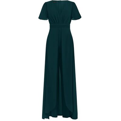 Apart Damen Chiffon Jumpsuit, Tiefer V-Ausschnitt Abendkleid, Kurze Volant-Ärmel, Weites Bein Cape Style Hose, Elegantes Sommer Outfit, Ideal als Brautjungfern Kleid, Hochzeitsgäste Kleid Apart Damen Chiffon Jumpsuit, Tiefer V-Ausschnitt Abendkleid, Kurze Volant-Ärmel, Weites Bein Cape Style Hose, Elegantes Sommer Outfit, Ideal als Brautjungfern Kleid, Hochzeitsgäste Kleid