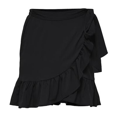 ONLY Damen Onlolivia Wrap Skirt WVN Noos Rock, Schwarz, XS EU ONLY Damen Onlolivia Wrap Skirt WVN Noos Rock, Schwarz, XS EU