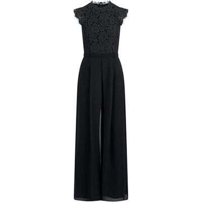 Apart Damen Spitze Jumpsuit, ärmelloses Einteiler, weiterbeiniges Abendoutfit, hochgeschlossenes formelles Outfit, taillierter Gürtel, Chiffon Playsuit, bodenlanges Sommerpartykleid Apart Damen Spitze Jumpsuit, ärmelloses Einteiler, weiterbeiniges Abendoutfit, hochgeschlossenes formelles Outfit, taillierter Gürtel, Chiffon Playsuit, bodenlanges Sommerpartykleid
