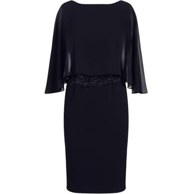 Apart Damen Etuikleid, Rundhalsausschnitt vorne und V-Rücken, knielanges Kleid, Chiffon-Cape-Overlay, Slim Fit Cocktailkleid, Spitzenmieder, formelles Hochzeitsgastkleid Apart Damen Etuikleid, Rundhalsausschnitt vorne und V-Rücken, knielanges Kleid, Chiffon-Cape-Overlay, Slim Fit Cocktailkleid, Spitzenmieder, formelles Hochzeitsgastkleid
