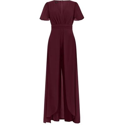Apart Damen Chiffon Jumpsuit, Tiefer V-Ausschnitt Abendkleid, Kurze Volant-Ärmel, Weites Bein Cape Style Hose, Elegantes Sommer Outfit, Ideal als Brautjungfern Kleid, Hochzeitsgäste Kleid Apart Damen Chiffon Jumpsuit, Tiefer V-Ausschnitt Abendkleid, Kurze Volant-Ärmel, Weites Bein Cape Style Hose, Elegantes Sommer Outfit, Ideal als Brautjungfern Kleid, Hochzeitsgäste Kleid