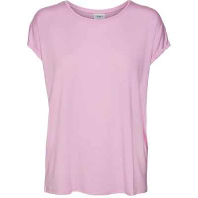 VERO MODA Damen Einfarbiges Stretch T-Shirt Basic Rundhals Top Oberteil Tief Angesetzte Schultern VMAVA, Farben:Rosa, Größe:XS VERO MODA Damen Einfarbiges Stretch T-Shirt Basic Rundhals Top Oberteil Tief Angesetzte Schultern VMAVA, Farben:Rosa, Größe:XS