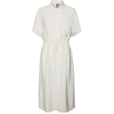 VERO MODA Damen Vmiris S/S Shirt Calf Dress Wvn Ga Noos, Pearled Ivory, S VERO MODA Damen Vmiris S/S Shirt Calf Dress Wvn Ga Noos, Pearled Ivory, S