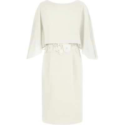 Apart Damen Etuikleid, Rundhalsausschnitt vorne und V-Rücken, knielanges Kleid, Chiffon-Cape-Overlay, Slim Fit Cocktailkleid, Spitzenmieder, formelles Hochzeitsgastkleid Apart Damen Etuikleid, Rundhalsausschnitt vorne und V-Rücken, knielanges Kleid, Chiffon-Cape-Overlay, Slim Fit Cocktailkleid, Spitzenmieder, formelles Hochzeitsgastkleid