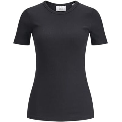JJXX Jack & Jones Damen JXFRANKIE STR SS Rib Tee JRS T-Shirt, Black, M JJXX Jack & Jones Damen JXFRANKIE STR SS Rib Tee JRS T-Shirt, Black, M