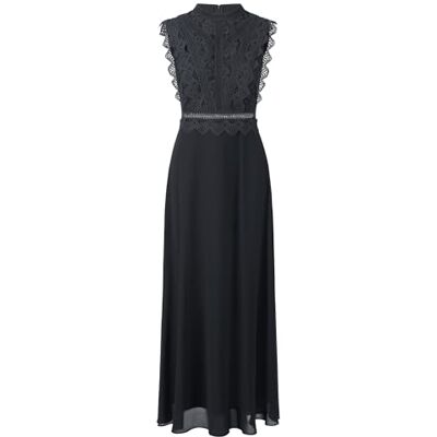 Apart Damen ärmelloses Spitzenabendkleid, hochgeschlossene Maxikleid, transparenter Rücken, gewellter Taillendetail, ausgestellter Chiffonrock, Elegantes formelles Partykleid Apart Damen ärmelloses Spitzenabendkleid, hochgeschlossene Maxikleid, transparenter Rücken, gewellter Taillendetail, ausgestellter Chiffonrock, Elegantes formelles Partykleid