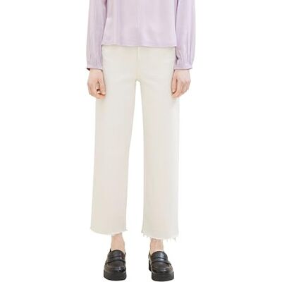 TOM TAILOR Denim Damen Culotte Colored Jeans mit weitem Bein, 10348 Gardenia White, L TOM TAILOR Denim Damen Culotte Colored Jeans mit weitem Bein, 10348 Gardenia White, L