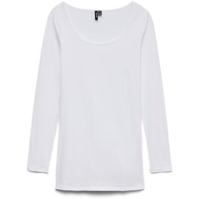 VERO MODA Damen Langarmshirt VMMAXI My LS Soft Long U Neck NOOS, Gr. 36 (Herstellergröße: S), Weiß (Bright White) VERO MODA Damen Langarmshirt VMMAXI My LS Soft Long U Neck NOOS, Gr. 36 (Herstellergröße: S), Weiß (Bright White)