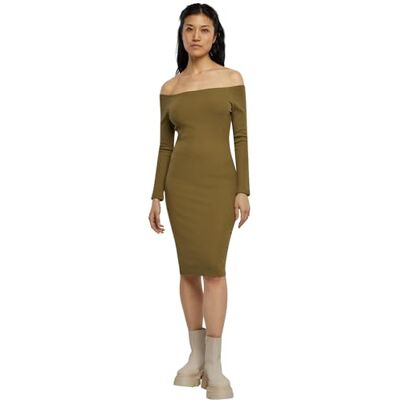 Urban Classics Ladies Off Shoulder Longsleeve Rib Dress Frauen Mittellanges Kleid Oliv S Urban Classics Ladies Off Shoulder Longsleeve Rib Dress Frauen Mittellanges Kleid Oliv S
