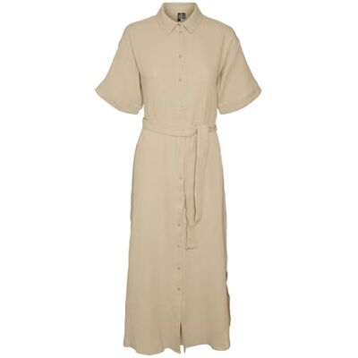 VERO MODA Damen Vmnatali Nia 2/4 Calf Shirt Dress WVN Kleid, Irish Cream, L EU VERO MODA Damen Vmnatali Nia 2/4 Calf Shirt Dress WVN Kleid, Irish Cream, L EU