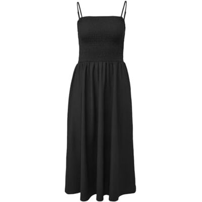 s.Oliver Damen Kleid – Slim Fit, Jersey, Smok-Detail, Spaghettiträger, Midi-Länge s.Oliver Damen Kleid – Slim Fit, Jersey, Smok-Detail, Spaghettiträger, Midi-Länge