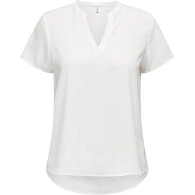 ONLY Damen Onlelite Life S/S V-Neck Top Noos Ptm, Cloud Dancer, Small ONLY Damen Onlelite Life S/S V-Neck Top Noos Ptm, Cloud Dancer, Small