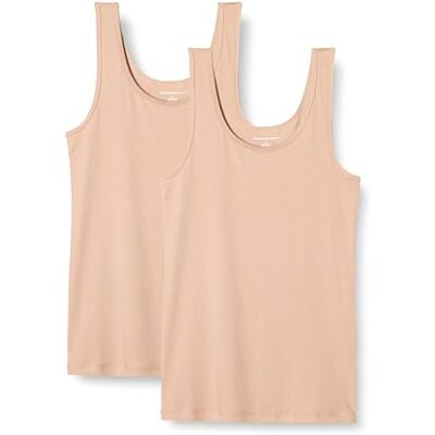 Amazon Essentials Damen Tanktop, Schmale Passform, 2er-Pack, Beige, S Amazon Essentials Damen Tanktop, Schmale Passform, 2er-Pack, Beige, S