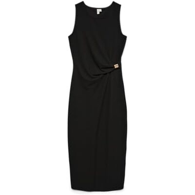 VERO MODA Damen Vmhosanna S/L 7/8 Dress JRS Btq Ga, Black, S VERO MODA Damen Vmhosanna S/L 7/8 Dress JRS Btq Ga, Black, S