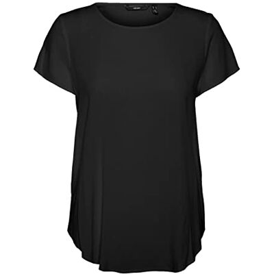 VERO MODA Damen Vmbecca Plain Top Ga Noos T Shirt, Schwarz, S EU VERO MODA Damen Vmbecca Plain Top Ga Noos T Shirt, Schwarz, S EU