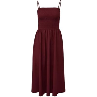 s.Oliver Damen Kleid – Slim Fit, Jersey, Smok-Detail, Spaghettiträger, Midi-Länge s.Oliver Damen Kleid – Slim Fit, Jersey, Smok-Detail, Spaghettiträger, Midi-Länge