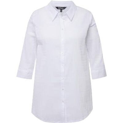 Ulla Popken Damen große Größen Übergrößen Plus Size Bluse, Bubble-Qualität, Hemdkragen, 3/4-Arm schneeweiß 46+ 797446200-46+ Ulla Popken Damen große Größen Übergrößen Plus Size Bluse, Bubble-Qualität, Hemdkragen, 3/4-Arm schneeweiß 46+ 797446200-46+