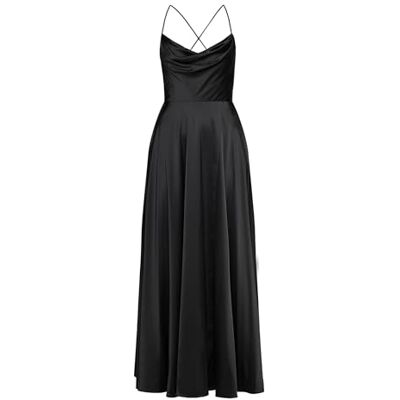 Vera Mont Damen Abendkleid mit Wasserfallausschnitt Schwarz,34 Vera Mont Damen Abendkleid mit Wasserfallausschnitt Schwarz,34