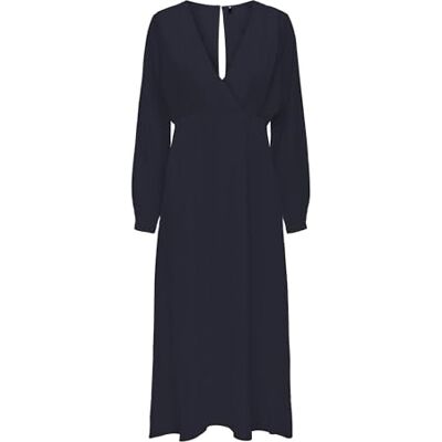 ONLY Damen ONLALMA Life VIS JEN Long Dress SOLID Kleid, Night Sky, Small ONLY Damen ONLALMA Life VIS JEN Long Dress SOLID Kleid, Night Sky, Small
