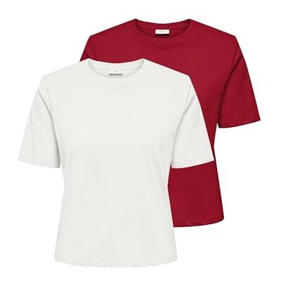 JDY Damen rex S/S Top 2-Pack JRS Dia, Barbados Cherry, S (2er Pack) JDY Damen rex S/S Top 2-Pack JRS Dia, Barbados Cherry, S (2er Pack)