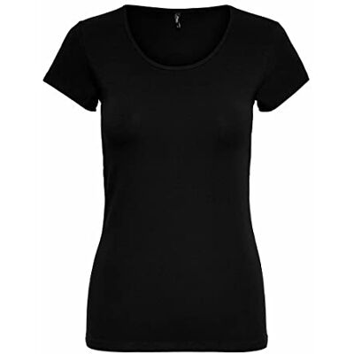 ONLY Damen Onllive Love S/S O-Neck Top JRS Blouse, Schwarz, XS EU ONLY Damen Onllive Love S/S O-Neck Top JRS Blouse, Schwarz, XS EU